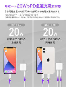 PD20W対応2ポートC×1 + A×1 充電器